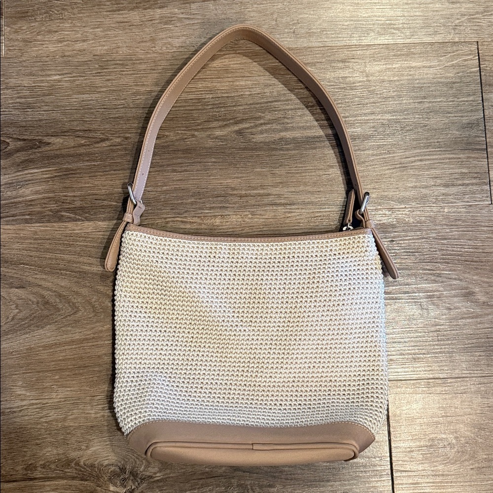 The SAK Women Crocheted Cream Tan Shoulder Bag